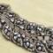 1.25" x 5.75" Charcoal Leaf Rhinestone Beaded Applique Patch for Clothing and Crafts